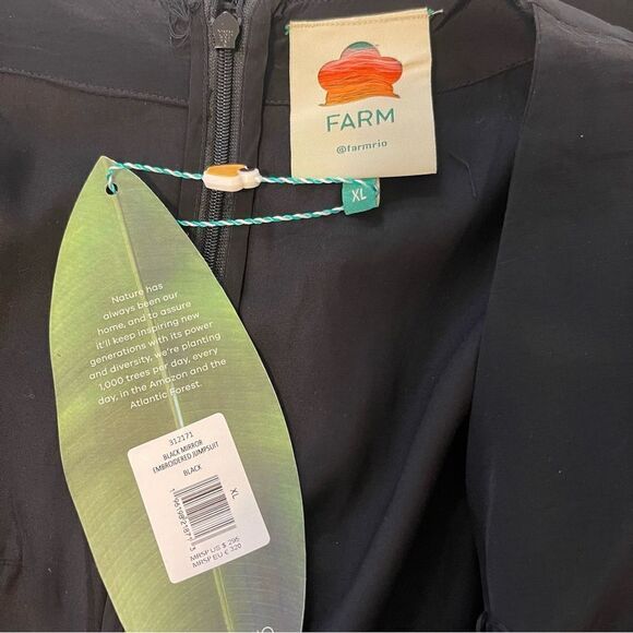 Farm Rio Black Mirror Embroidered Jumpsuit size XL - Picture 7 of 10